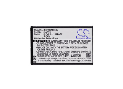 Replacement Battery for Wiko  Kart 3 – Mobile, SmartPhone – 1000mAh / 3.70Wh / 3.7V