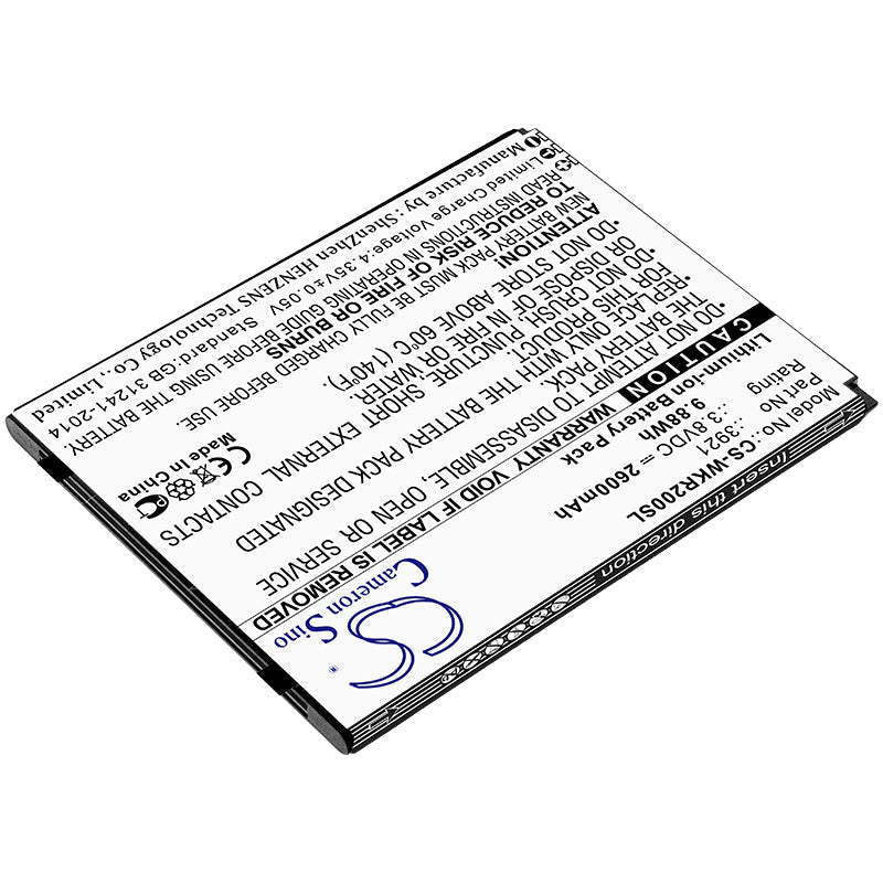 Replacement Battery for Wiko  ROBBY 2 – Mobile, SmartPhone – 2600mAh / 9.88Wh / 3.8V