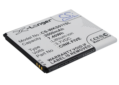 Replacement Battery for Wiko  Cink Five – Mobile, SmartPhone – 2000mAh / 7.40Wh / 3.7V