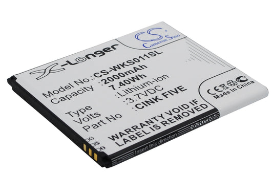 Replacement Battery for Wiko  Cink Five – Mobile, SmartPhone – 2000mAh / 7.40Wh / 3.7V
