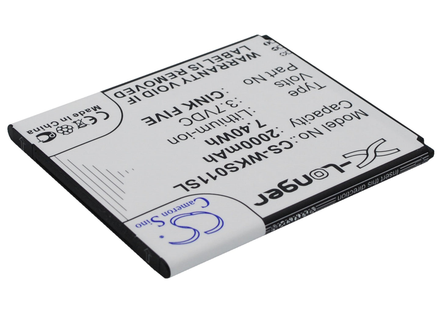 Replacement Battery for Wiko  Cink Five – Mobile, SmartPhone – 2000mAh / 7.40Wh / 3.7V