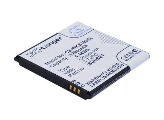 Replacement Battery for Wiko  Sunset – Mobile, SmartPhone – 1200mAh / 4.44Wh / 3.7V