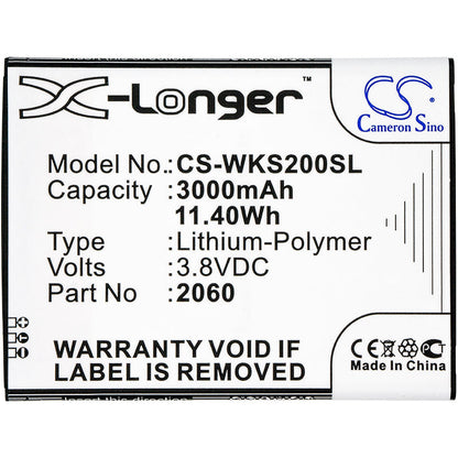 Replacement Battery for Wiko  L5261AE – Mobile, SmartPhone – 3000mAh / 11.40Wh / 3.8V