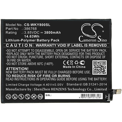 Replacement Battery for Wiko  W-V720 – Mobile, SmartPhone – 3800mAh / 14.63Wh / 3.85V