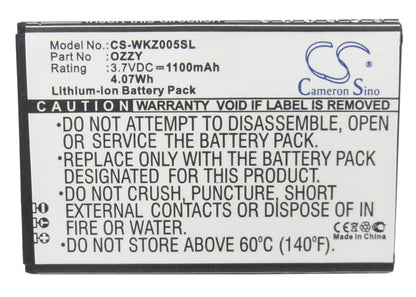 Replacement Battery for Wiko  Ozzy – Mobile, SmartPhone – 1100mAh / 4.07Wh / 3.7V