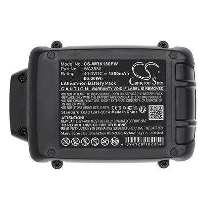 Replacement Battery for Worx  WA3747 – Power Tools – 1500mAh / 60.00Wh / 40.0V