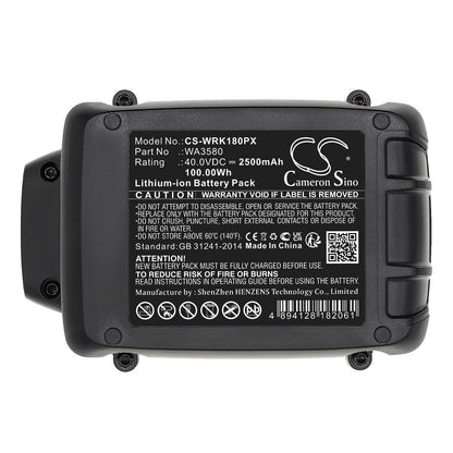 Replacement Battery for Worx  WA3747 – Power Tools – 2500mAh / 100.00Wh / 40.0V