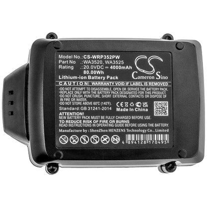 Replacement Battery for Worx  20V 1/2" Cordless Drill/Driver – Power Tools – 4000mAh / 80.00Wh / 20.0V