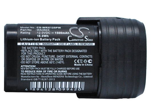 Replacement Battery for Worx  H3 WX382 – Power Tools – 1500mAh / 18.00Wh / 12.0V
