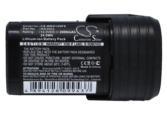 Replacement Battery for Worx  WU288 – Power Tools – 2000mAh / 24.00Wh / 12.0V