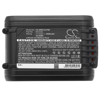 Replacement Battery for Worx  WU137 – Power Tools – 2000mAh / 24.00Wh / 12.0V
