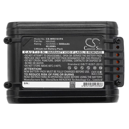 Replacement Battery for Worx  WU137 – Power Tools – 5000mAh / 60.00Wh / 12.0V