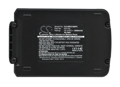 Replacement Battery for Worx  WA3528 – Power Tools – 2000mAh / 40.00Wh / 20.0V