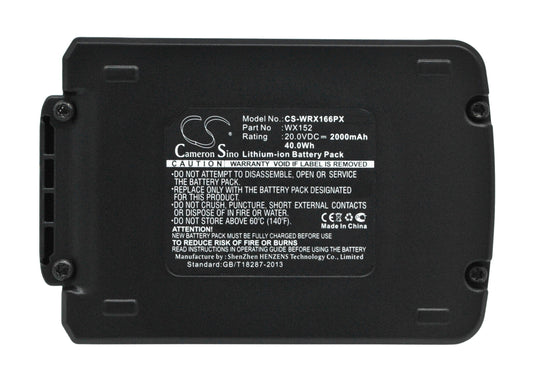 Replacement Battery for Worx  WA3528 – Power Tools – 2000mAh / 40.00Wh / 20.0V