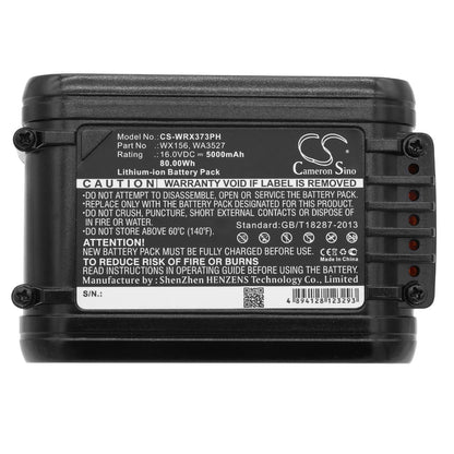 Replacement Battery for Worx  Brushless Impact 20V MAX Drill – Power Tools – 5000mAh / 80.00Wh / 16.0V