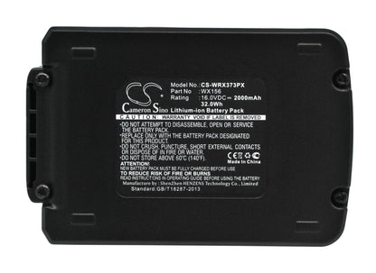 Replacement Battery for Worx  Brushless Impact 20V MAX Drill – Power Tools – 2000mAh / 32.0Wh / 16.0V