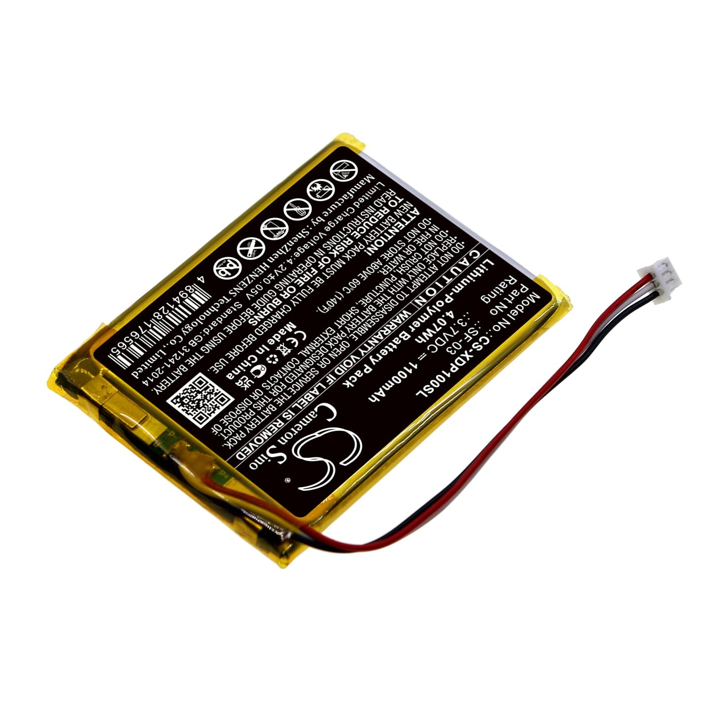 Replacement Battery for Sony  XDR-P1DBP – DAB Digital – 1100mAh / 4.07Wh / 3.7V