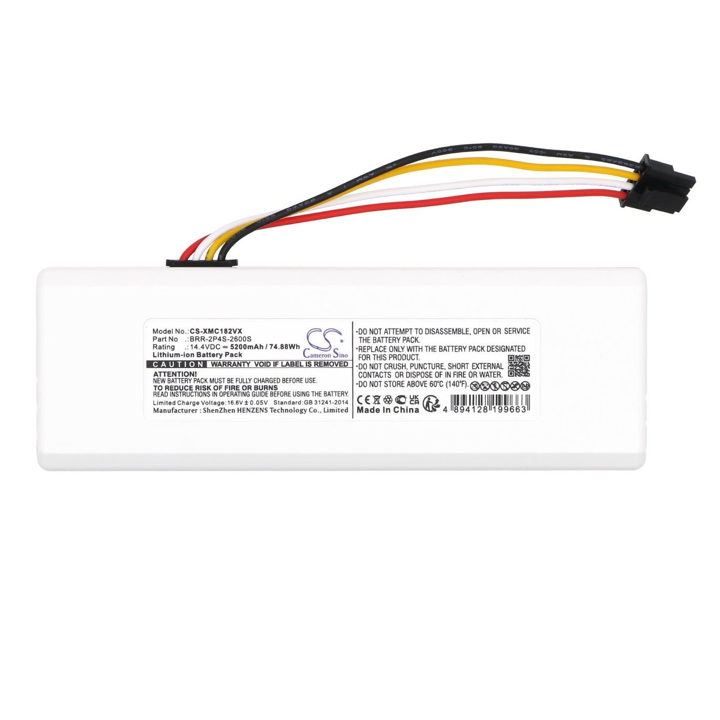 Replacement Battery for Roborock  1C – Vacuum – 5200mAh / 74.88Wh / 14.4V