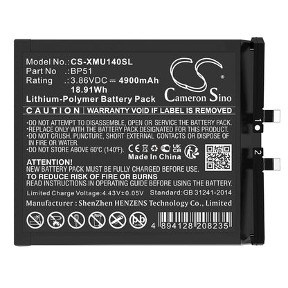 Replacement Battery for Xiaomi  14 Ultra – Mobile, SmartPhone – 4900mAh / 18.91Wh / 3.86V