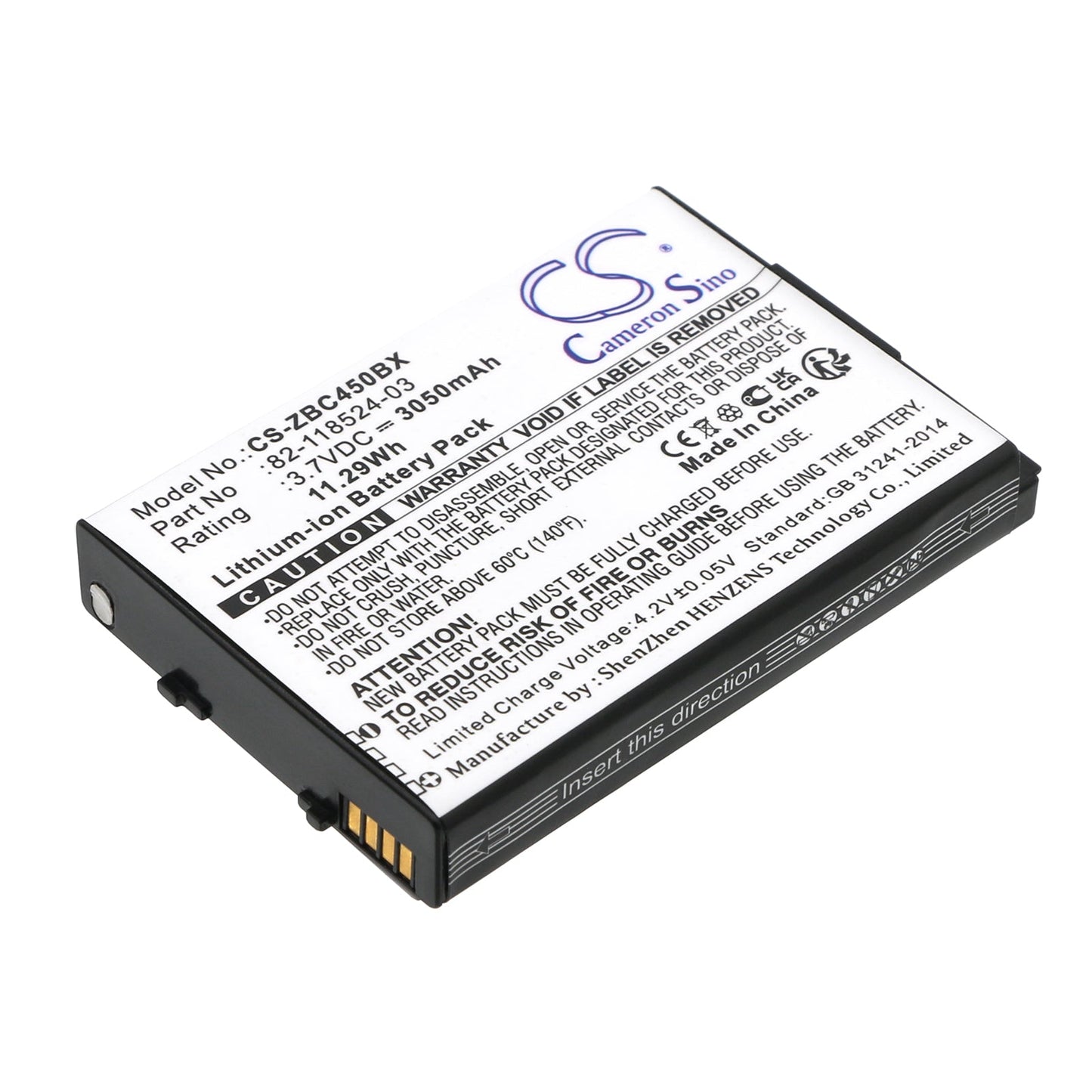 Replacement Battery for Zebra  MC45 – Barcode Scanner – 3050mAh / 11.29Wh / 3.7V