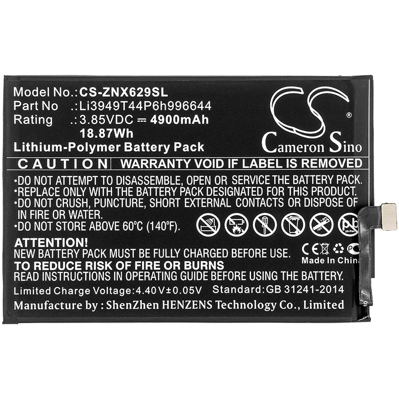 Replacement Battery for Nubia  NX629J – Mobile, SmartPhone – 4900mAh / 18.87Wh / 3.85V