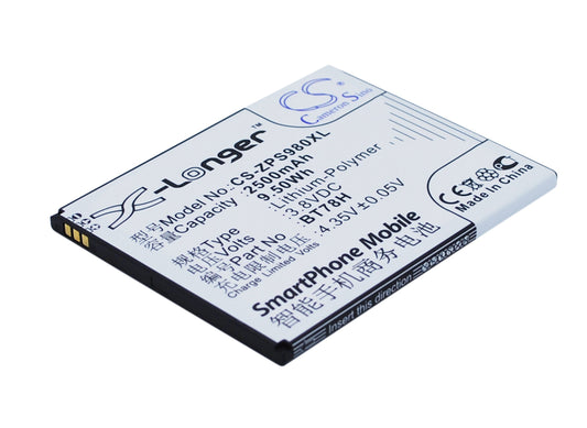 Replacement Battery for ZOPO  2A – Mobile, SmartPhone – 2500mAh / 9.50Wh / 3.8V