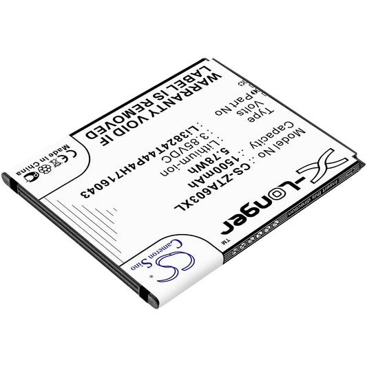 Replacement Battery for ZTE  602ZT – Mobile, SmartPhone – 1500mAh / 5.78Wh / 3.85V