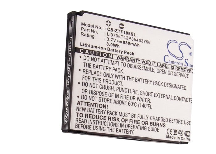 Replacement Battery for Telstra  Cranberry – Mobile, SmartPhone – 830mAh / 3.07Wh / 3.7V