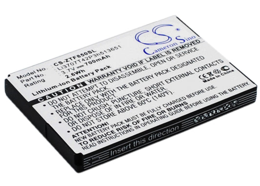 Replacement Battery for ZTE  F252 – Mobile, SmartPhone – 700mAh / 3.7V