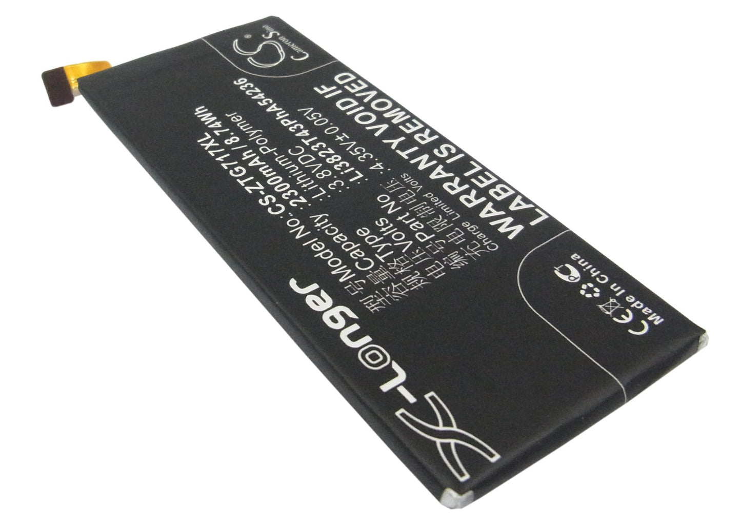 Replacement Battery for ZTE  A880 – Mobile, SmartPhone – 2300mAh / 8.74Wh / 3.8V