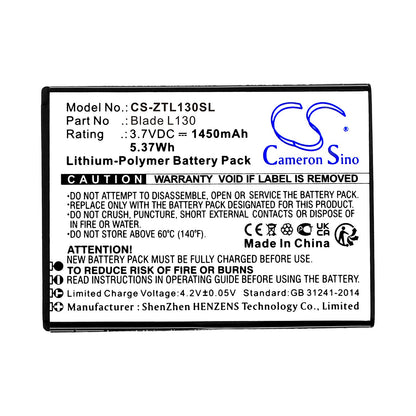 Replacement Battery for ZTE  Blade L130 – Mobile, SmartPhone – 1450mAh / 5.37Wh / 3.7V