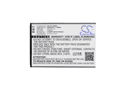 Replacement Battery for ZTE  Blade L3 – Mobile, SmartPhone – 2000mAh / 7.60Wh / 3.8V