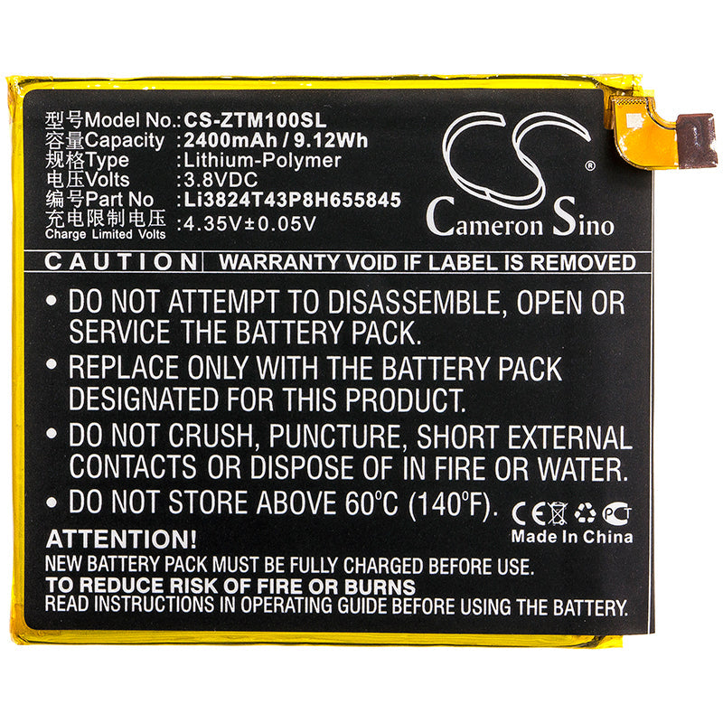 Replacement Battery for ZTE  Mono MO-01J – Mobile, SmartPhone – 2400mAh / 9.12Wh / 3.8V