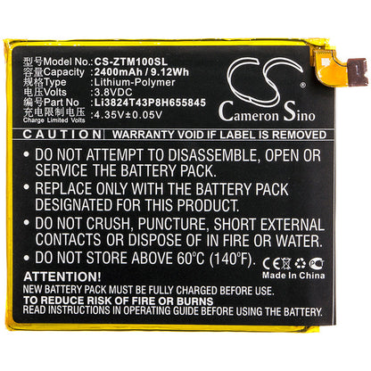 Replacement Battery for ZTE  Mono MO-01J – Mobile, SmartPhone – 2400mAh / 9.12Wh / 3.8V