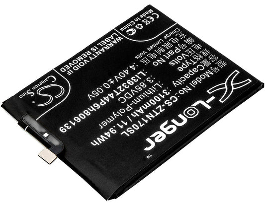 Replacement Battery for ZTE  Nubia Z17 – Mobile, SmartPhone – 3100mAh / 11.94Wh / 3.85V