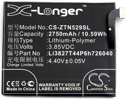 Replacement Battery for ZTE  Nubia Z11 mini – Mobile, SmartPhone – 2750mAh / 10.59Wh / 3.85V