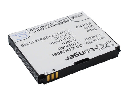Replacement Battery for ZTE  Aglaia – Mobile, SmartPhone – 1500mAh / 5.55Wh / 3.7V