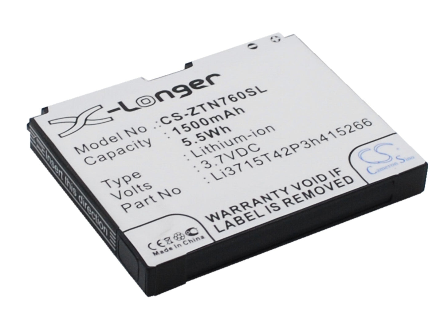 Replacement Battery for ZTE  Aglaia – Mobile, SmartPhone – 1500mAh / 5.55Wh / 3.7V
