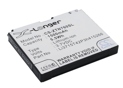 Replacement Battery for ZTE  Aglaia – Mobile, SmartPhone – 1500mAh / 5.55Wh / 3.7V