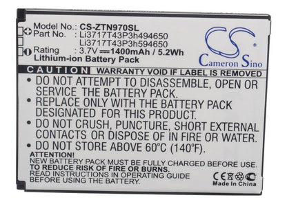 Replacement Battery for ZTE  Blade 3 – Mobile, SmartPhone – 1400mAh / 5.18Wh / 3.7V
