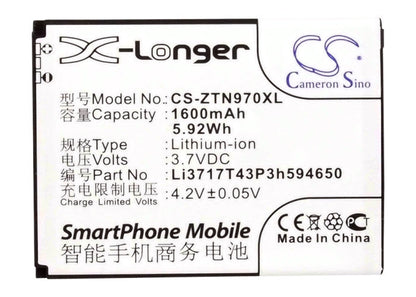 Replacement Battery for ZTE  Blade 3 – Mobile, SmartPhone – 1600mAh / 5.92Wh / 3.7V