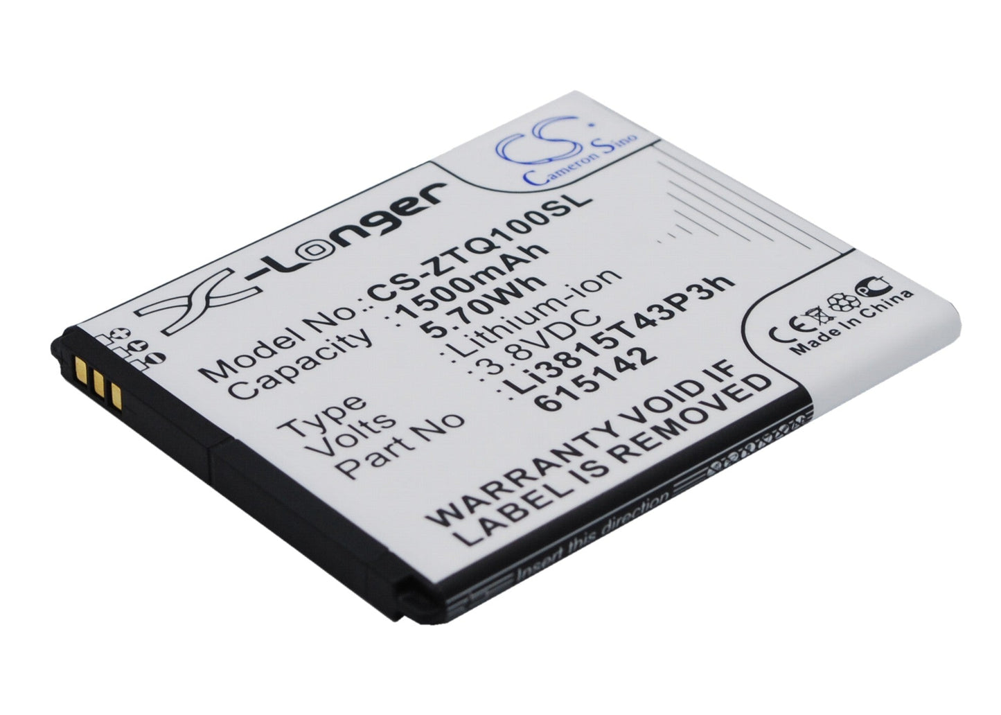 Replacement Battery for ZTE  Blade Q Mini – Mobile, SmartPhone – 1500mAh / 5.70Wh / 3.8V