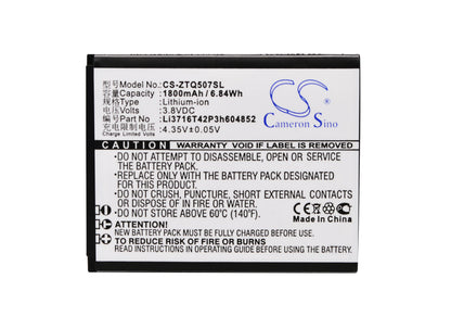 Replacement Battery for Brondi  Luxury 5 – Mobile, SmartPhone – 1800mAh / 6.84Wh / 3.8V