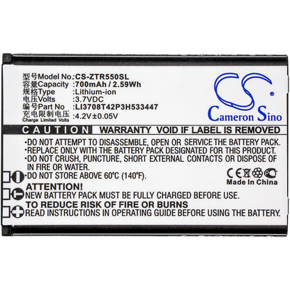 Replacement Battery for ZTE  R550 – Mobile, SmartPhone – 700mAh / 2.59Wh / 3.7V