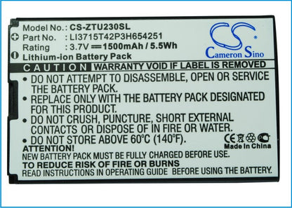 Replacement Battery for ZTE  AC33 – Mobile, SmartPhone – 1200mAh / 4.44Wh / 3.7V