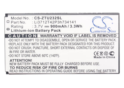 Replacement Battery for ZTE  N960 – Mobile, SmartPhone – 900mAh/3.33Wh / 3.7V