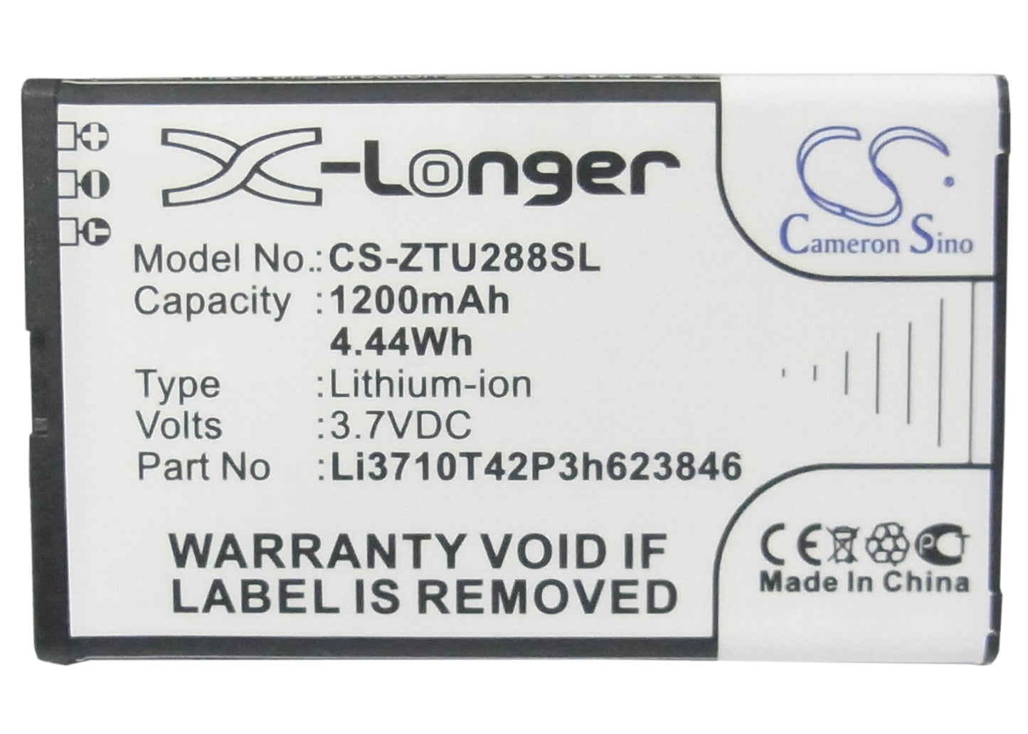 Replacement Battery for ZTE  S207 – Mobile, SmartPhone – 1200mAh / 4.44Wh / 3.7V