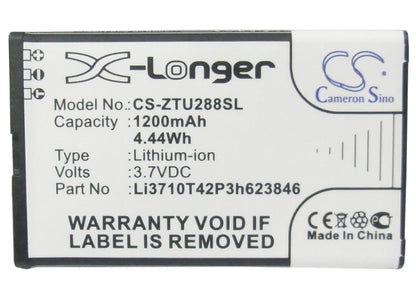 Replacement Battery for ZTE  S207 – Mobile, SmartPhone – 1200mAh / 4.44Wh / 3.7V