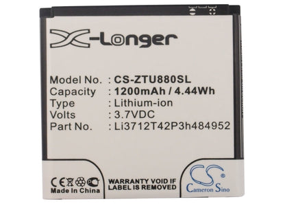 Replacement Battery for ZTE  Kis Flex – Mobile, SmartPhone – 1200mAh / 4.44Wh / 3.7V