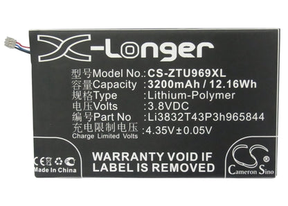 Replacement Battery for ZTE  Grand Memo – Mobile, SmartPhone – 3200mAh / 12.16Wh / 3.8V